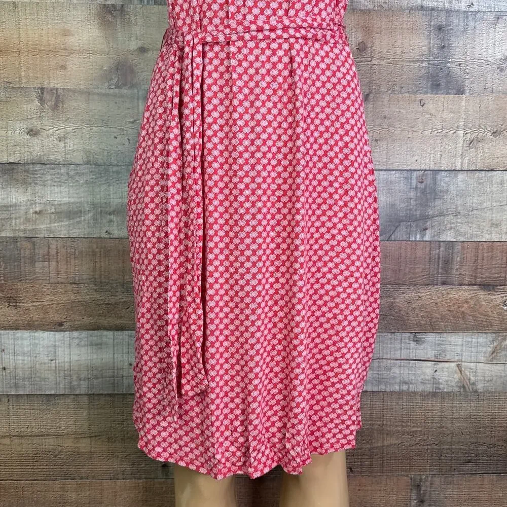 Woolworths Jersey Cap Sleeve Belted Dress Rust Orange White Size Small - Picture 3 of 8